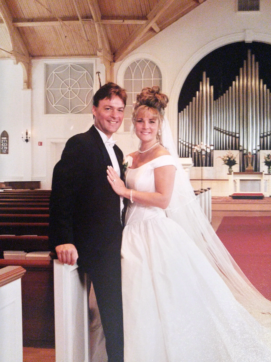 bride and groom in church