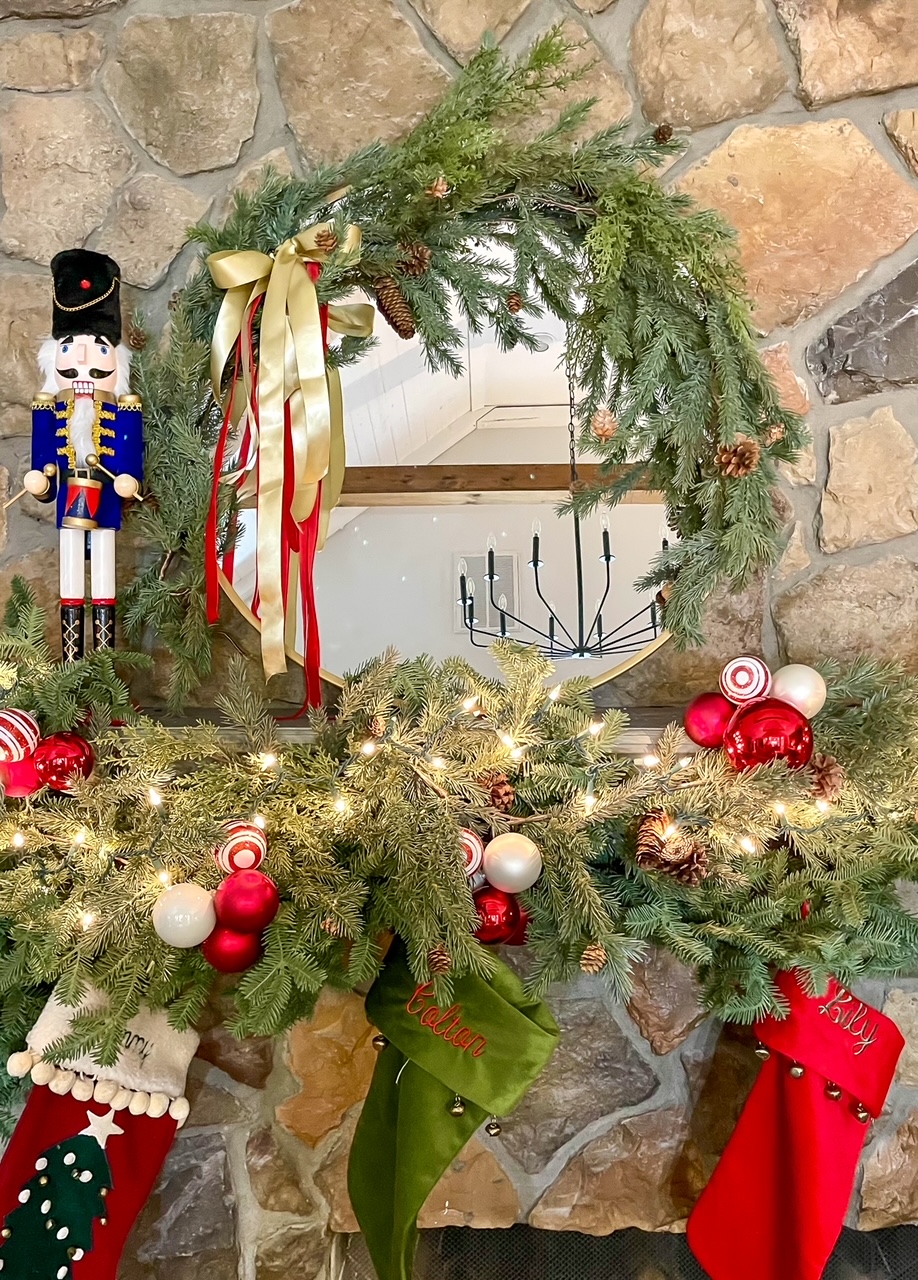 holiday mantel tips using a mirror