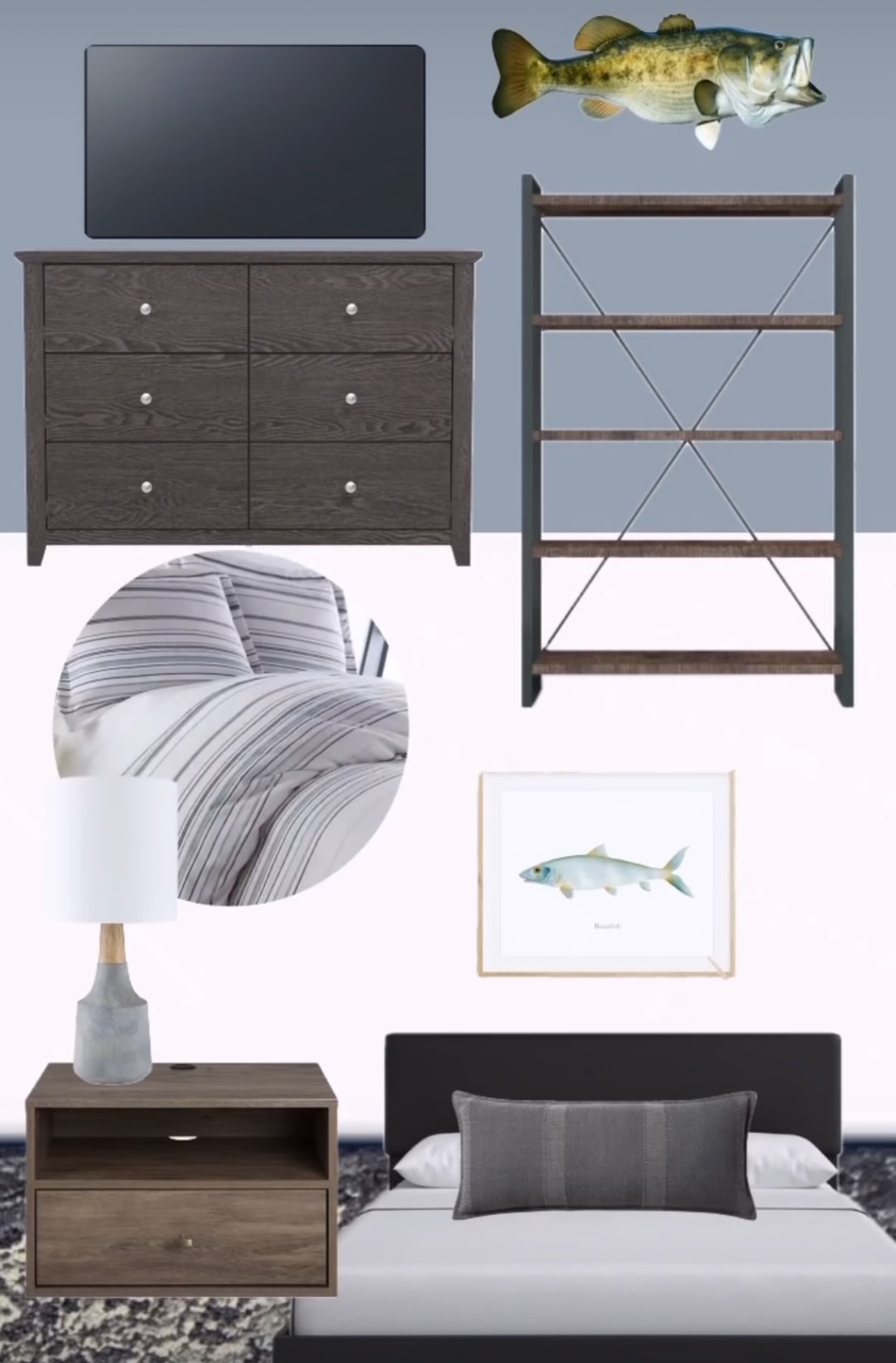 design board for teen bedroom using Glidden quicksilver paint