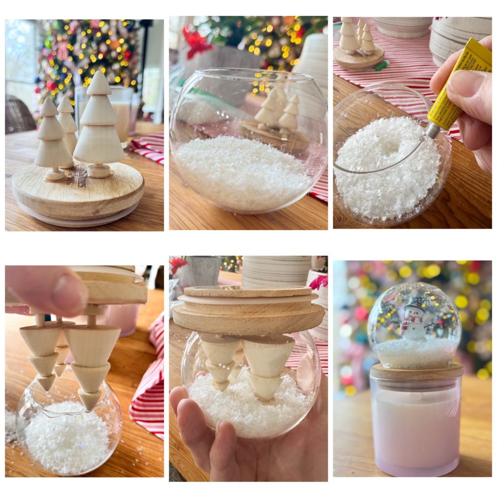 steps on how to make snow globe candle topper