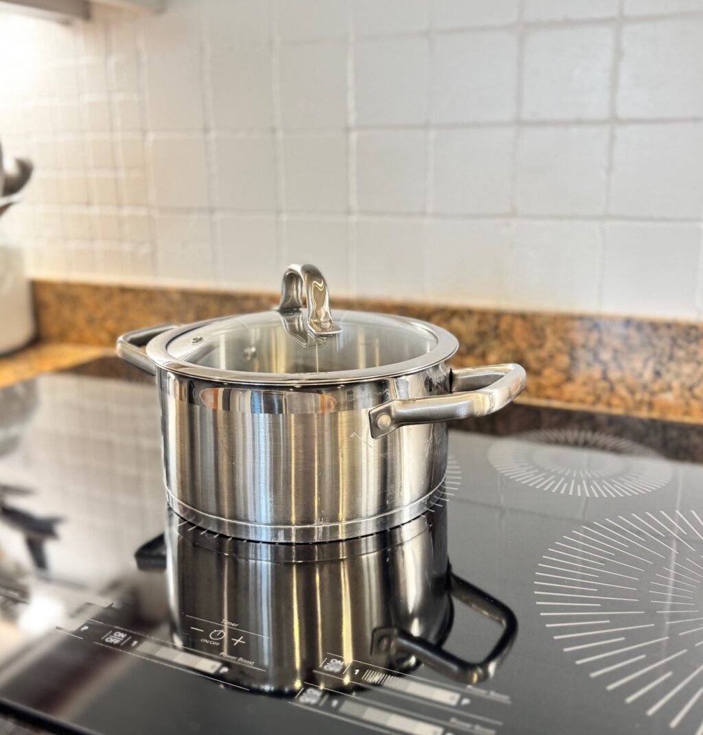 pot on a black cooktop